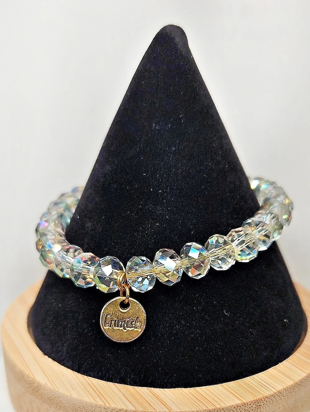 Erimish Stretch Crystal Beaded Bracelet with Charm Excellent Used Condition